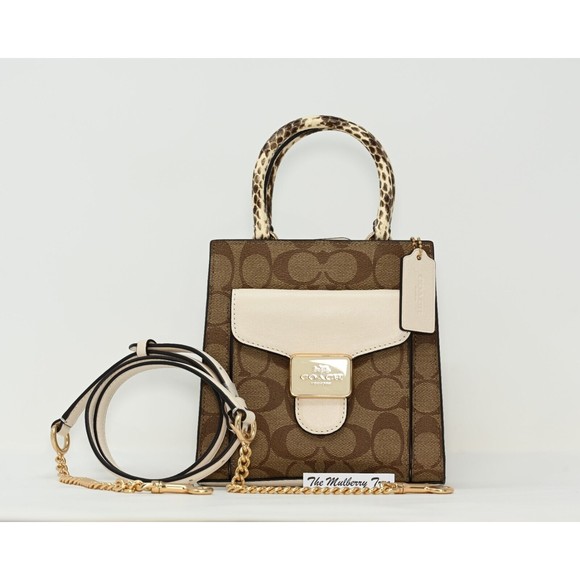 Coach Handbags - COACH PEPPER Mini Crossbody Signature Canvas Snakeskin Leather C7227 NWT $378